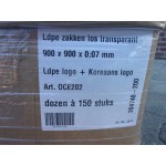 LDPE zakken los transparant, 900 mm x 900 mm x 0,07 mm